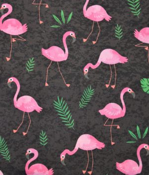 Motifs flamants roses fond noir