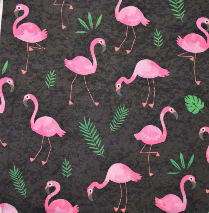 Motifs flamants roses fond noir