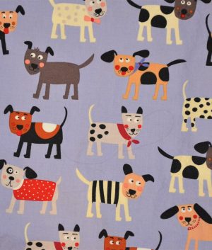 Motifs chiens (gros ) fond bleu pour serviette à cheveux