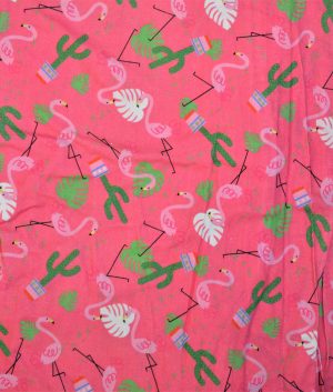 Motifs flamants roses fond rose