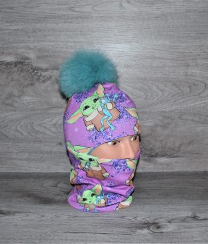 Tuque yoda fond mauve