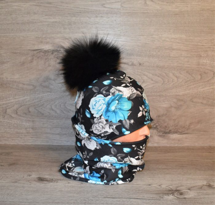 Tuque fleur bleue