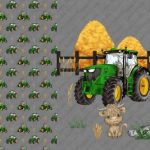 Tracteur vert et vache fond gris foncé doudou